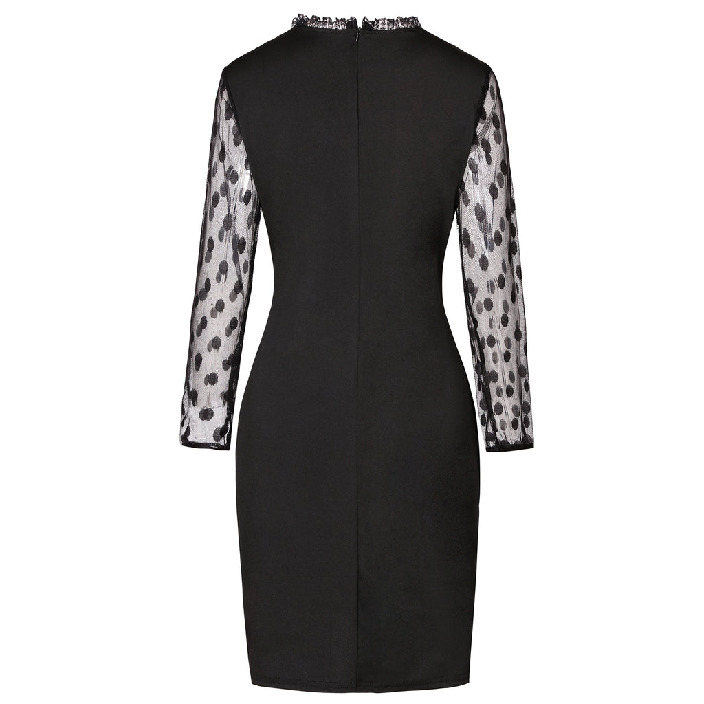 Carmina Statement Sleeve Bodycon Dress Black FINAL