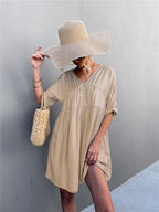 Goodness Cotton Pocketed Babydoll Dress Khaki