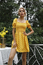 Stevens Puff Sleeve Babydoll Dress Yellow