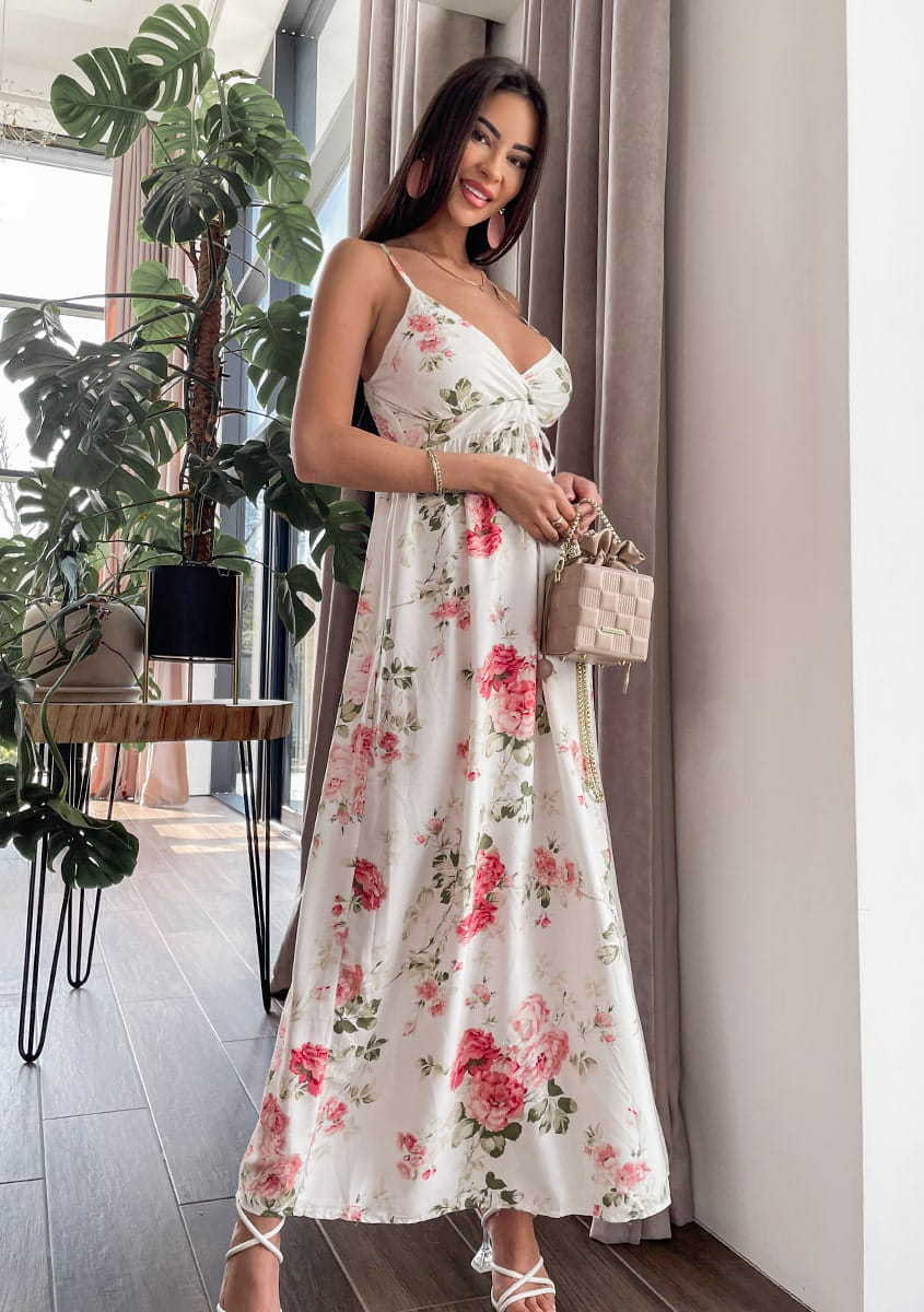 Hawaiian Floral Ruffle Halter Maxi Dress FINAL