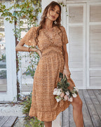 Magic Touch Smocked Maxi Dress Burnt Sun