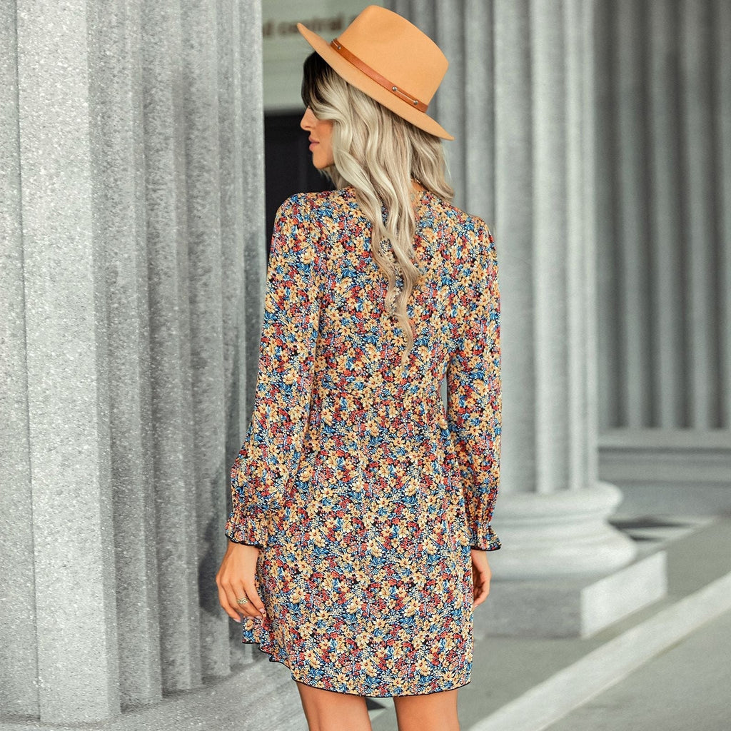 Tompkins Floral Asymmetrical Ruffle Dress FINAL