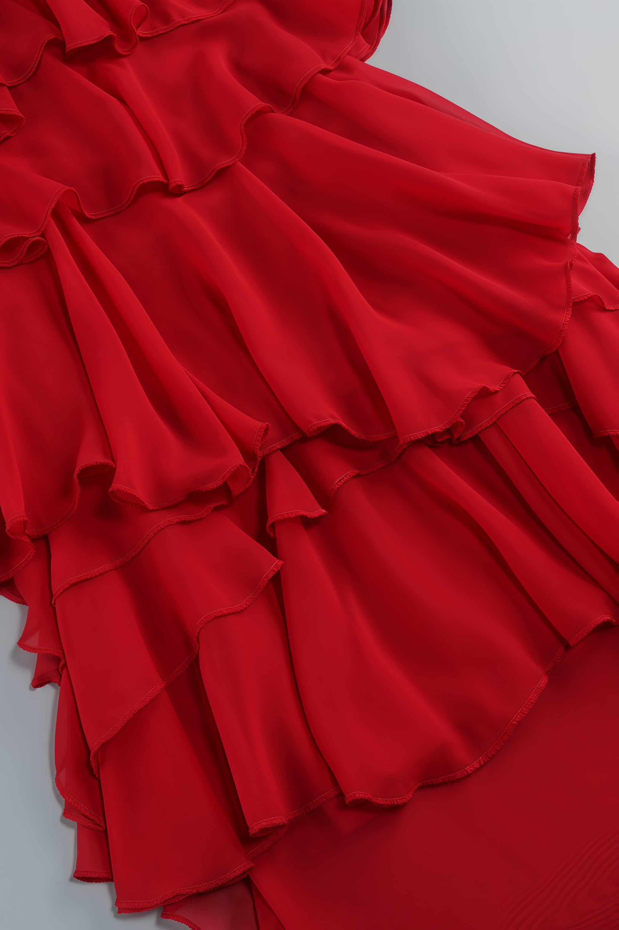 Roalk Red Ruffled 3D Flower Maxi Dress