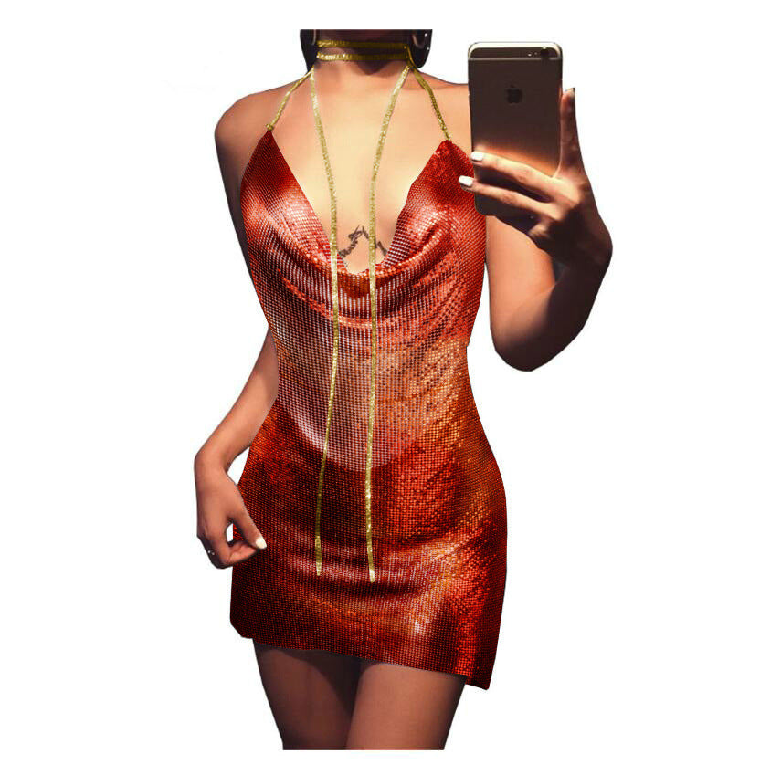 Monte Carlo Chainmail Mini Dress - Red