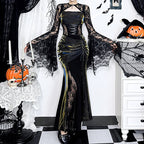 Autumn Elegant Lace Batwing Sleeve Irregular Asymmetric Overhaul Waistcoat Top Women