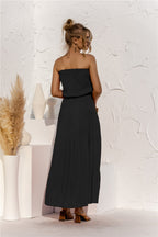 Free Falling Strapless Tiered Maxi Dress Olive