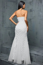 Zenoa V-Neck Fishtail Mesh Maxi Dress