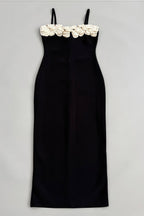 Zoratd Black Strapless Lace Bandage Midi Dress