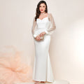 French Elegant Mesh Stitching Sleeves Fishtail Dress Gift