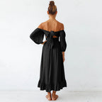 Samantha Puff Sleeve Midi Dress Black