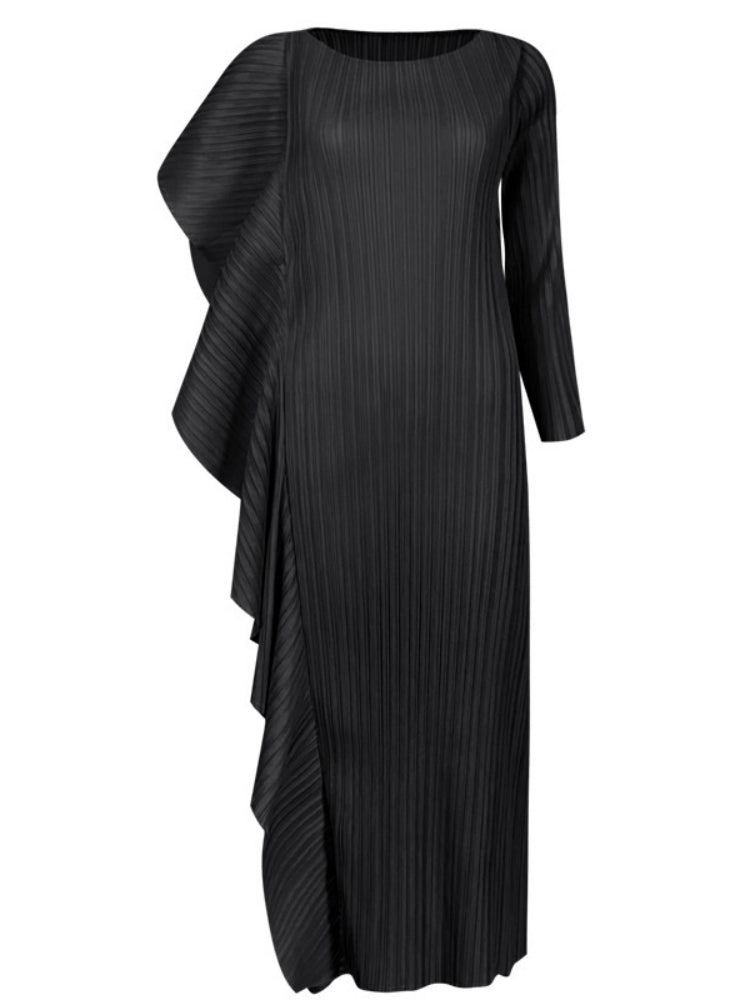Ladies' High - End Asymmetrical Solid Color Patchwork Dress