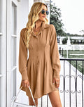 Sarabeth Pintuck Button Down Shirt Dress Camel