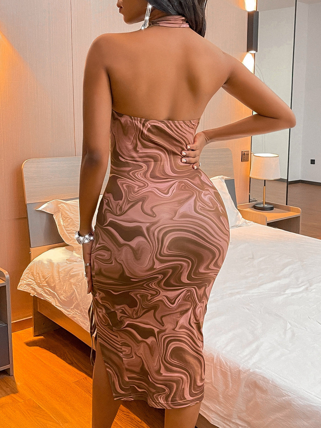 Sexy Print Halter Dress