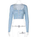 Karena Plaid Button-Up Crop Top