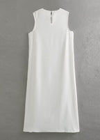 Celeste Minimalist Sleeveless Button Detail Maxi Dress