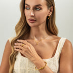 5 Piece Teardrop Pendant Bracelet Ring Earrings Necklace Set