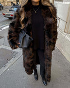 Ryann Spotted Lapel Faux Fur Coat
