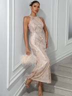 Round Neck Sequin Fitted Dress