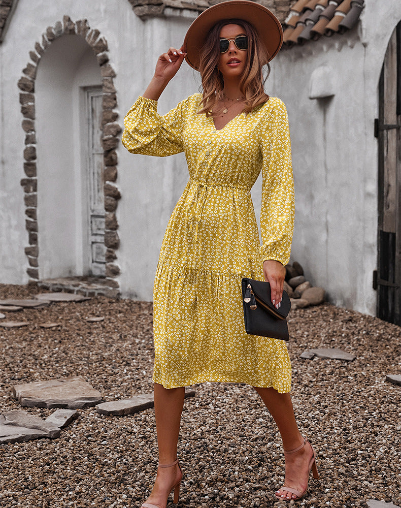 Sunshine On My Mind Floral Babydoll Dress Mustard