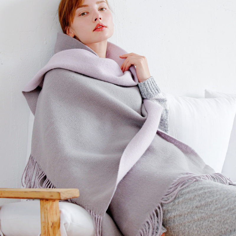 Heavyweight Thickened Purewool Autumn Winter Doublesided Scarf