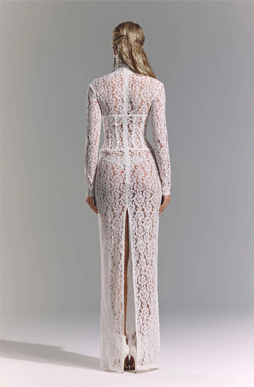 Sexy Lace Cutout Sheath Reception Dress