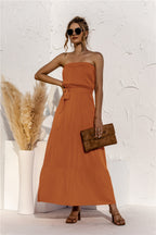 Free Falling Strapless Tiered Maxi Dress Golden Yellow