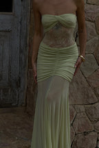 Fashion Lace Splicing Sexy Sleeveless Off-shoulder Slim Maxi Dress