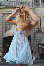 Capri Breeze Backless Pleated Mini Dress