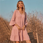 Good Karma Cotton Tiered Babydoll Tunic Dusty Rose