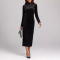 Autumn Winter Sexy Tight Split Hip Dress Elegant Socialite Velvet Dress