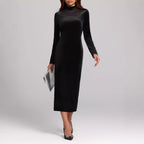 Autumn Winter Sexy Tight Split Hip Dress Elegant Socialite Velvet Dress
