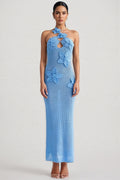 Remyed Openwork Knit 3D Floral Maxi Dress