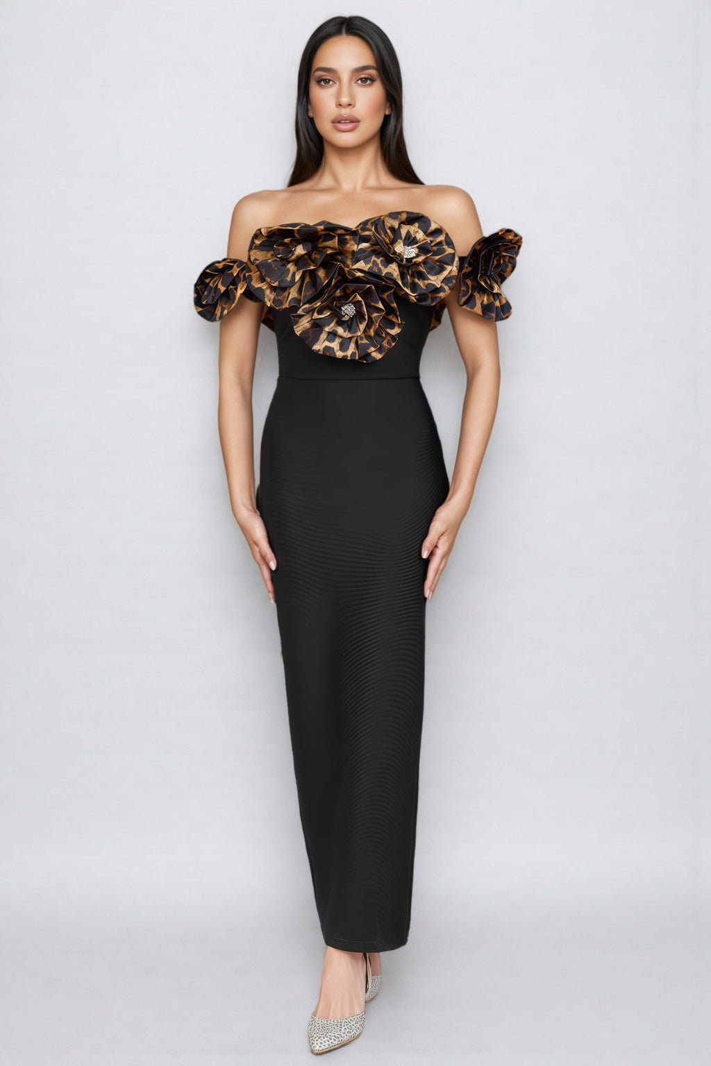 Donsa 3D Floral Bandage Maxi Dress