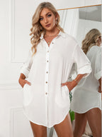 Jeanette Button Down Tunic Top White