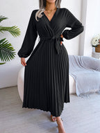 Cross Vneck Long Sleeve Dress