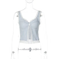 Lace Trim Striped Button Camisole