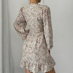 Yesenia Timeless Women's Floral Dress with V Neck and Ruffle Details Designer Edit