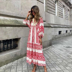 Women's fashionable street picnic bubble sleeve layered elegant party MIDI dress