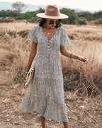 Maynard Printed Smocked Maxi Dress Black