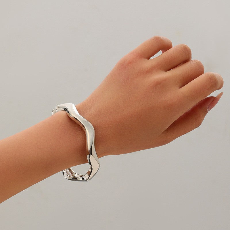 Wide Openwork Coil Metal Cuff Bracelet