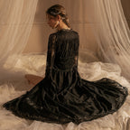 Emma Sheer Crochet Lace Maxi Dress Black