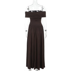 Dahlia Off Shoulder Dress Brown
