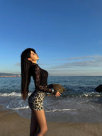 Leopard Sequin Low-Waist Mini Skirt
