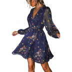 Trinidad Elevated Women's Floral Print Mini Dress with Transparent Sleeves Occasion Wear