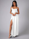 Elegant Spaghetti Strap Ruched Formal Dress