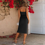 Scarlett Ribbed Knit Midi Dress Black