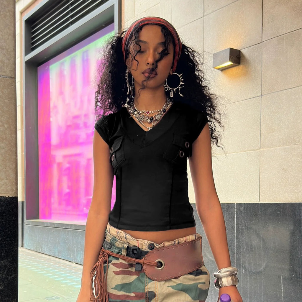 Ishika Fitted V-Neck Crop Top
