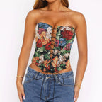 Printed Herringbone Bra Vest Tube Top