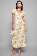 Julike Floral Bubble Sleeve Midi Dress