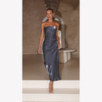 Bright Silk Bandeau Maxi Dress